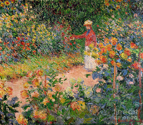Wall Art - Painting - Garden at Giverny by Claude Monet