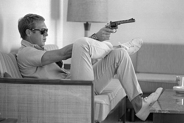 Wall Art - Photograph - Steve McQueen Takes Aim #1 by John Dominis