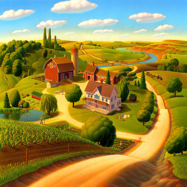 Wall Art - Painting - Summer on the Farm  by Robin Moline