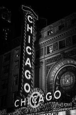 Wall Art - Photograph - Chicago Theatre Sign in Black and White #3 by Paul Velgos