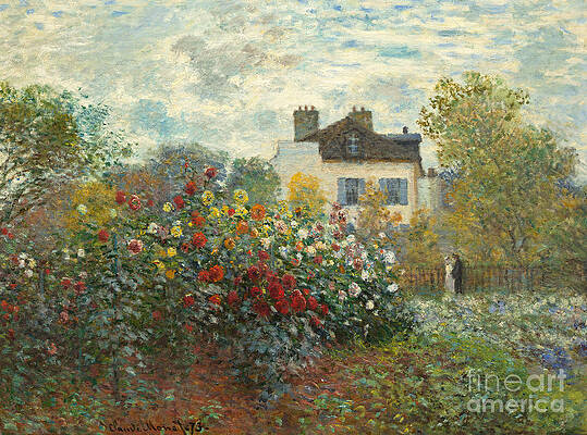 Wall Art - Painting - A Corner of the Garden with Dahlias by Claude Monet