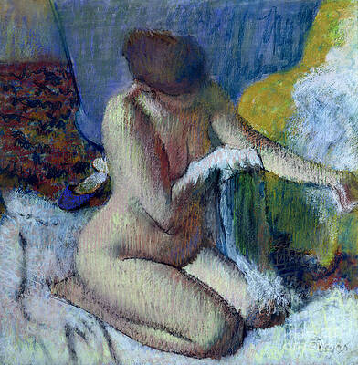 Wall Art - Painting - After the Bath by Edgar Degas