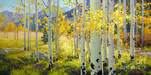 Wall Art - Painting - Afternoon Aspen Grove by Gary Kim