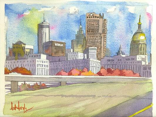 Wall Art - Painting - Atlanta Skyline Color by Scott Serafy