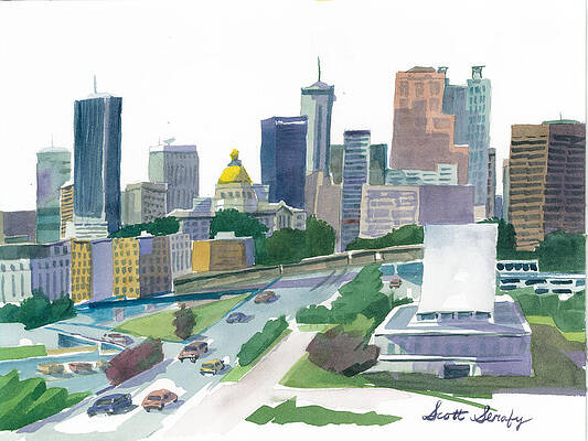 Wall Art - Painting - Atlanta Skyline with State Capitol by Scott Serafy