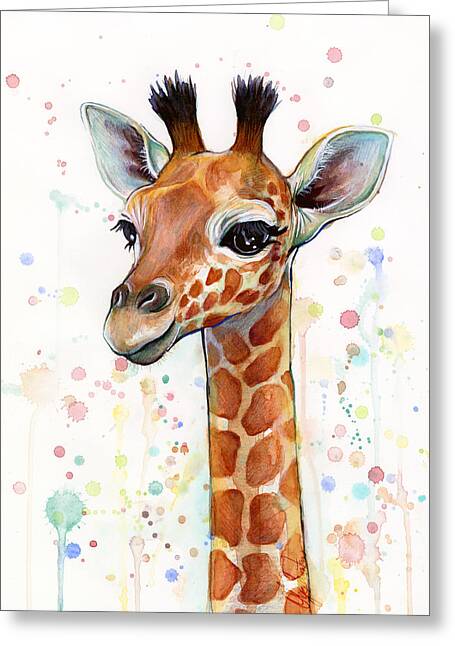 Baby Giraffe Watercolor Greeting Card