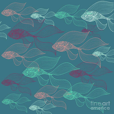 Wall Art - Digital Art - Beta Fish Animals Pattern  by Mark Ashkenazi