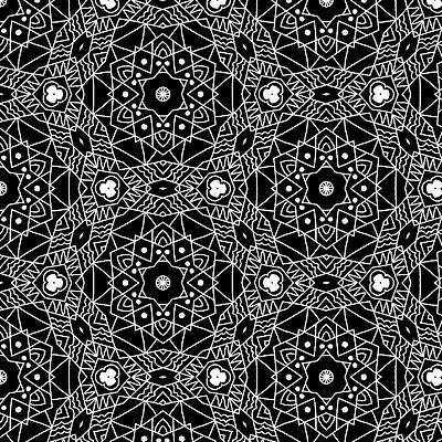 Wall Art - Digital Art - Black and White Boho Pattern 3- Art by Linda Woods by Linda Woods