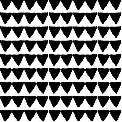 Wall Art - Mixed Media - Black and White Triangles- Art by Linda Woods by Linda Woods