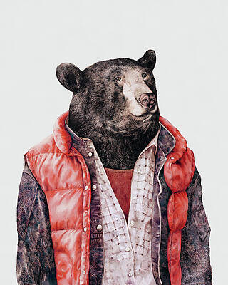 Wall Art - Painting - Black Bear by Animal Crew