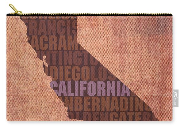 California Word Art State Map On Canvas Zip Pouch