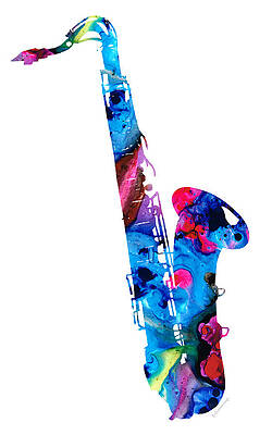 Wall Art - Painting - Colorful Saxophone 2 by Sharon Cummings by Sharon Cummings