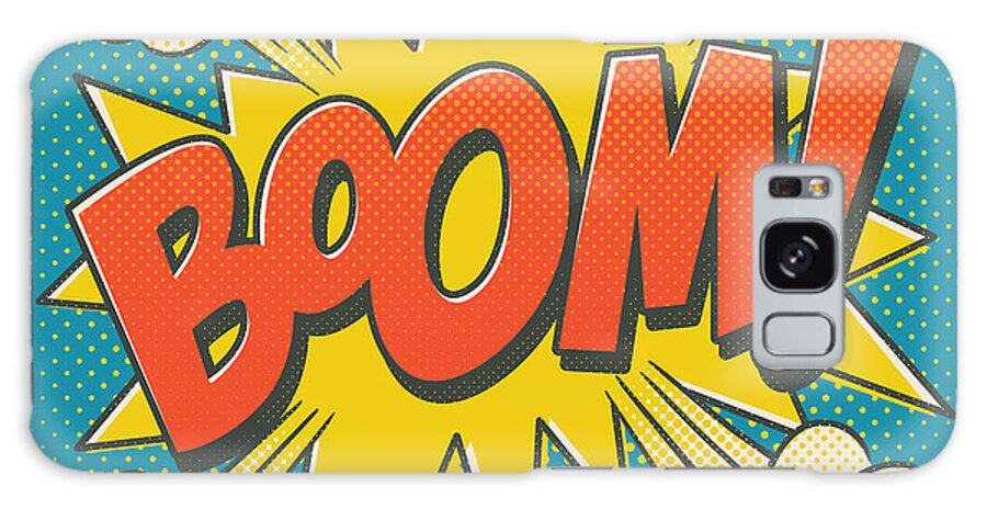 Galaxy Case - Comic Boom on Blue by Mitch Frey