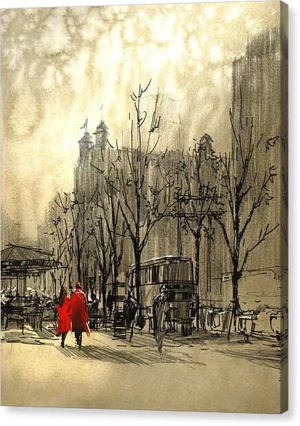 Couple In City Canvas Print
