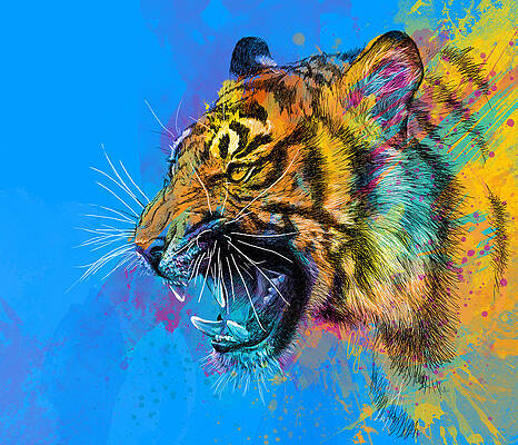 Wall Art - Digital Art - Crazy Tiger by Olga Shvartsur