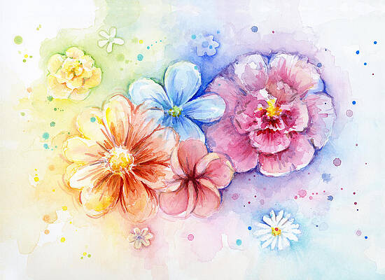 Wall Art - Painting - Flower Power Watercolor by Olga Shvartsur