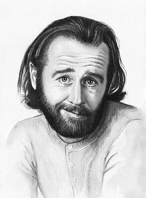 Wall Art - Painting - George Carlin Portrait by Olga Shvartsur
