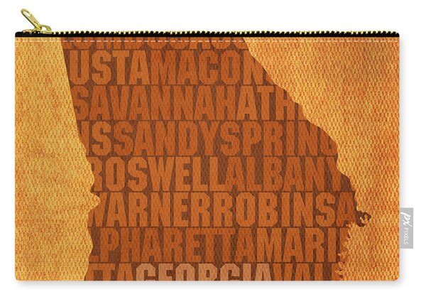 Georgia Word Art State Map On Canvas Zip Pouch