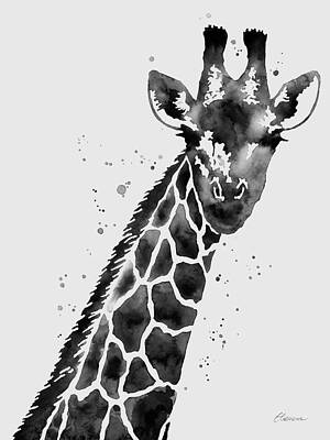 Wall Art - Painting - Giraffe in Black and White by Hailey E Herrera