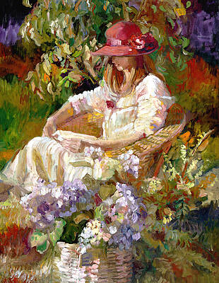 Wall Art - Painting - Girl in the red hat  by Sally Rosenbaum