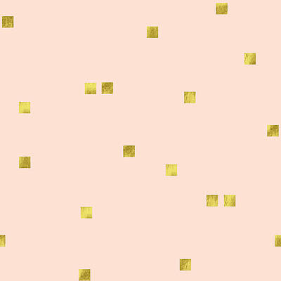 Wall Art - Digital Art - Golden scattered confetti pattern, baby pink background by Tina Lavoie