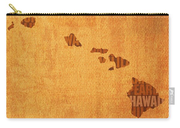 Hawaii Word Art State Map On Canvas Zip Pouch