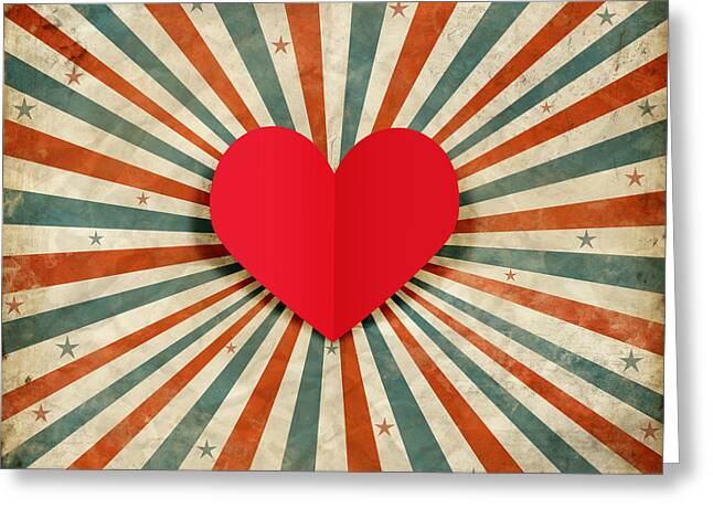 Heart With Ray Background Greeting Card