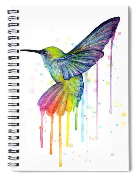 Hummingbird Of Watercolor Rainbow Spiral Notebook