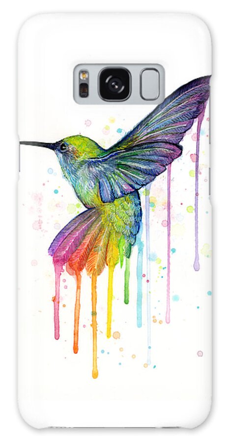 Galaxy Case - Hummingbird of Watercolor Rainbow by Olga Shvartsur