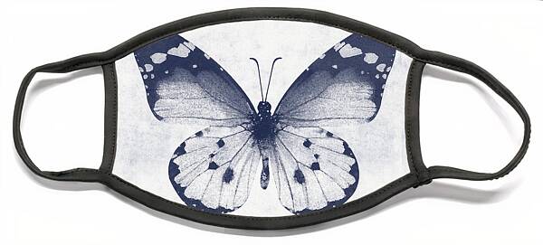 Indigo And White Butterfly 1- Art By Linda Woods Face Mask