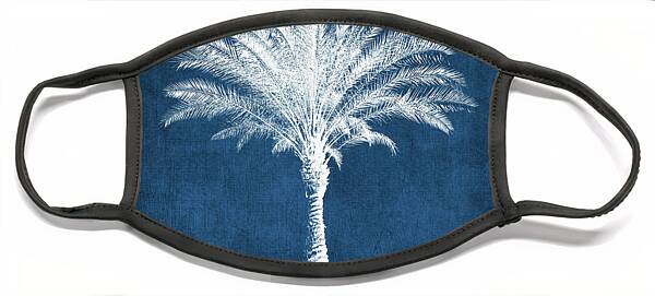 Indigo And White Palm Tree- Art By Linda Woods Face Mask