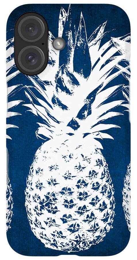 iPhone Case - Indigo and White Pineapples by Linda Woods