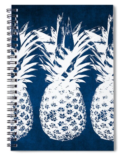 Indigo And White Pineapples Spiral Notebook