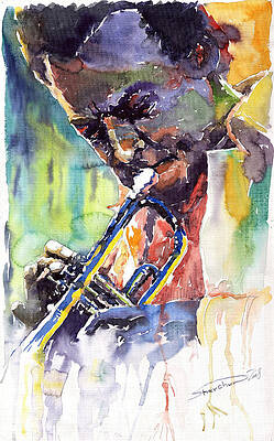 Wall Art - Painting - Jazz Miles Davis 9 Blue by Yuriy Shevchuk