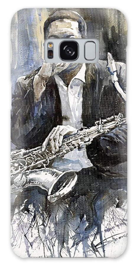 Galaxy Case - Jazz Saxophonist John Coltrane yellow by Yuriy Shevchuk