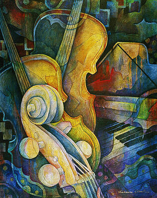 Wall Art - Painting - Jazzy Cello by Susanne Clark