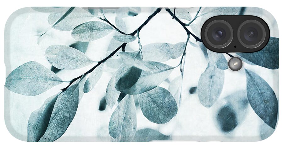 iPhone Case - Leaves In Dusty Blue by Priska Wettstein
