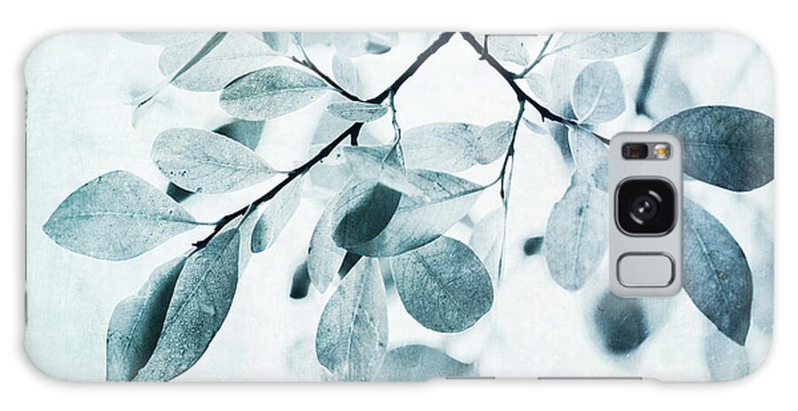 Galaxy Case - Leaves In Dusty Blue by Priska Wettstein