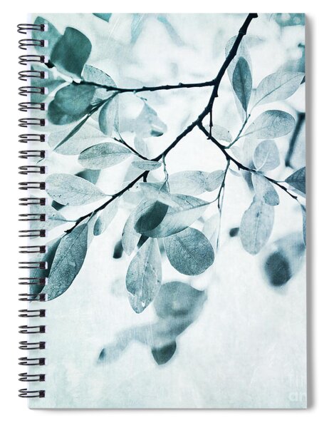 Leaves In Dusty Blue Spiral Notebook