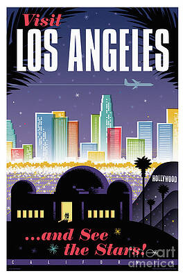 Wall Art - Digital Art - Los Angeles Poster - Retro Travel  by Jim Zahniser