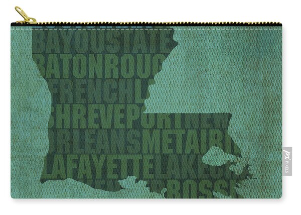 Louisiana Word Art State Map On Canvas Zip Pouch