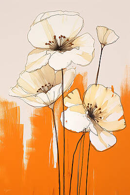 Wall Art - Painting - Minimalist Cream Flowers by Lourry Legarde
