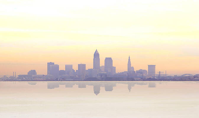 Wall Art - Photograph - Misty sunrise in Cleveland by Kitty Ellis
