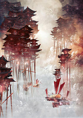 Wall Art - Digital Art - Moon Palace by Te Hu