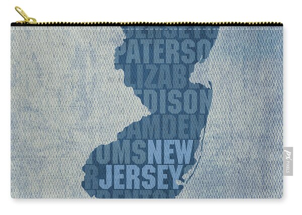 New Jersey Word Art State Map On Canvas Zip Pouch