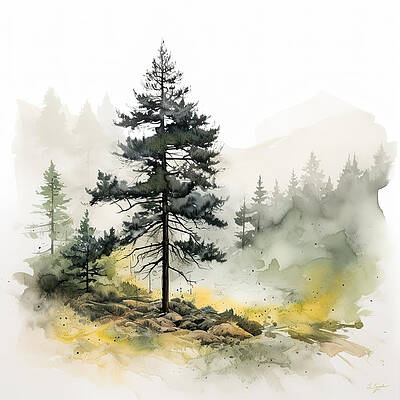 Wall Art - Painting - Pine Forest Art by Lourry Legarde