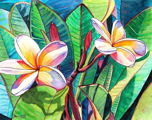 Wall Art - Painting - Plumeria Garden by Marionette Taboniar