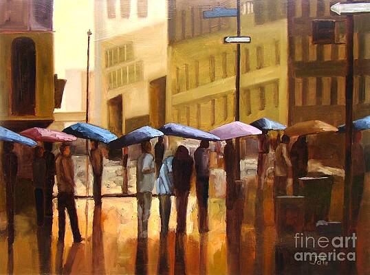 Wall Art - Painting - Rain in Manhattan number seventeen by Tate Hamilton