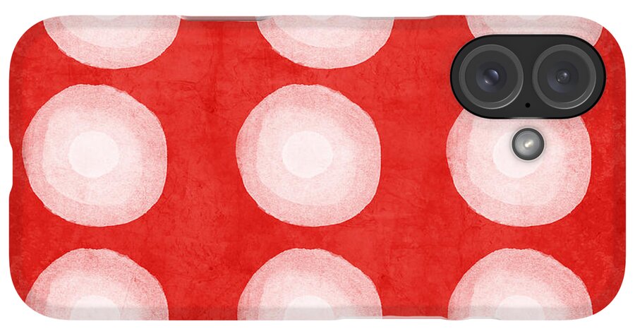 iPhone Case - Red and White Shibori Circles by Linda Woods