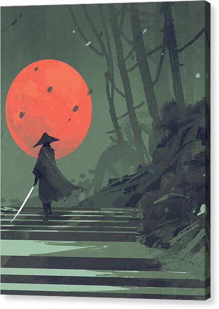 Red Moon Night Canvas Print
